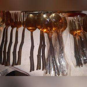 Vintage VANCE KITIRA "ADIRONDACK TWIG" 40 piece flatware set in Bronze